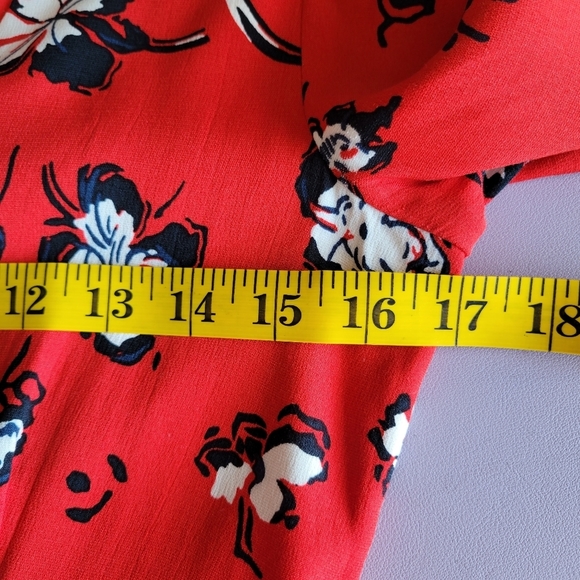 Veronica Beard Joia Red Multi Floral Print V-Neck Belted Midi Dress Size 2 - XS - Picture 13 of 15